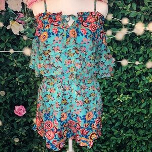 Umgee Floral Jumpsuit in Blue and Red